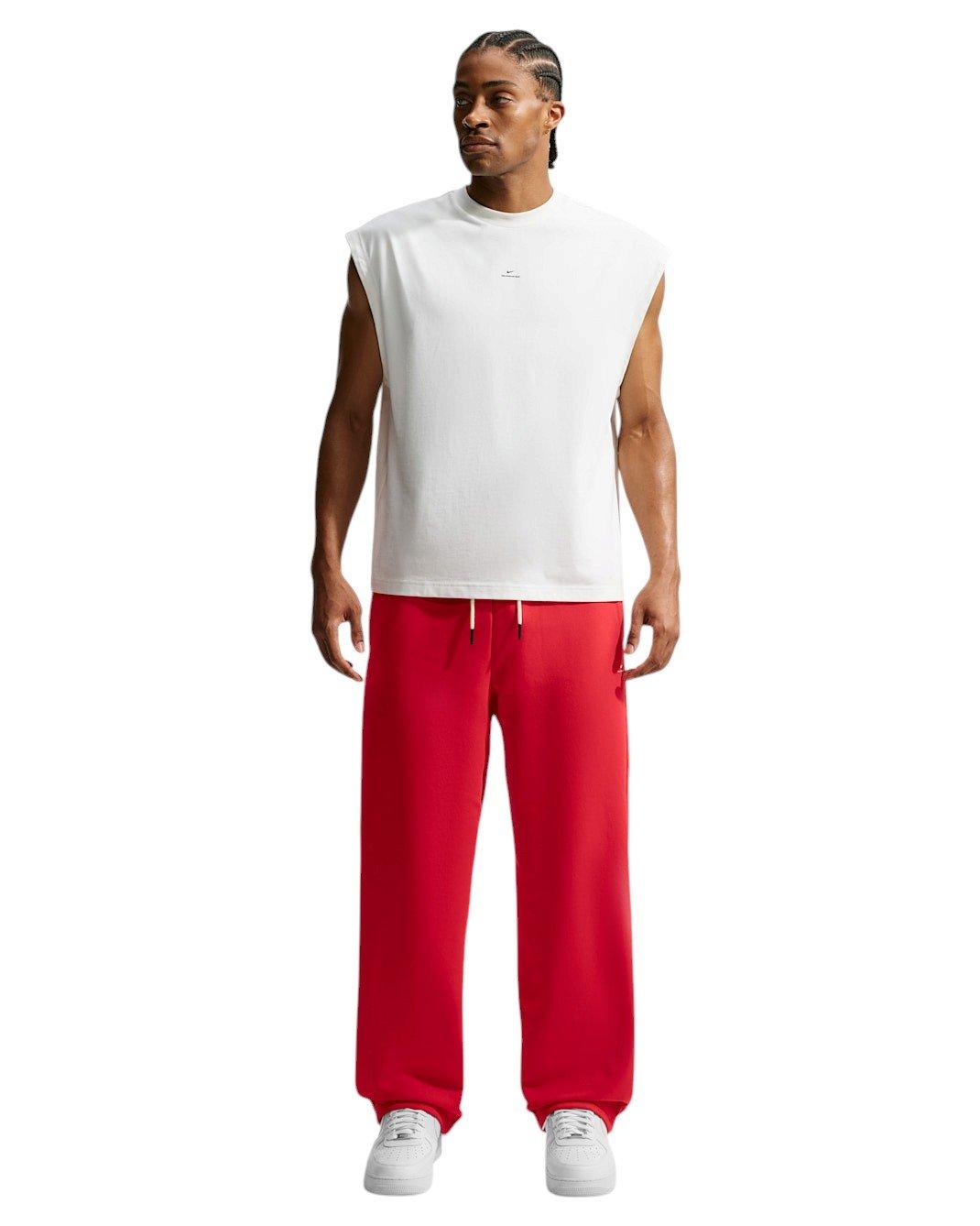 Nike Men's Standard Issue Therma-FIT Brushed Open-Hem Basketball Pants - Red - RED